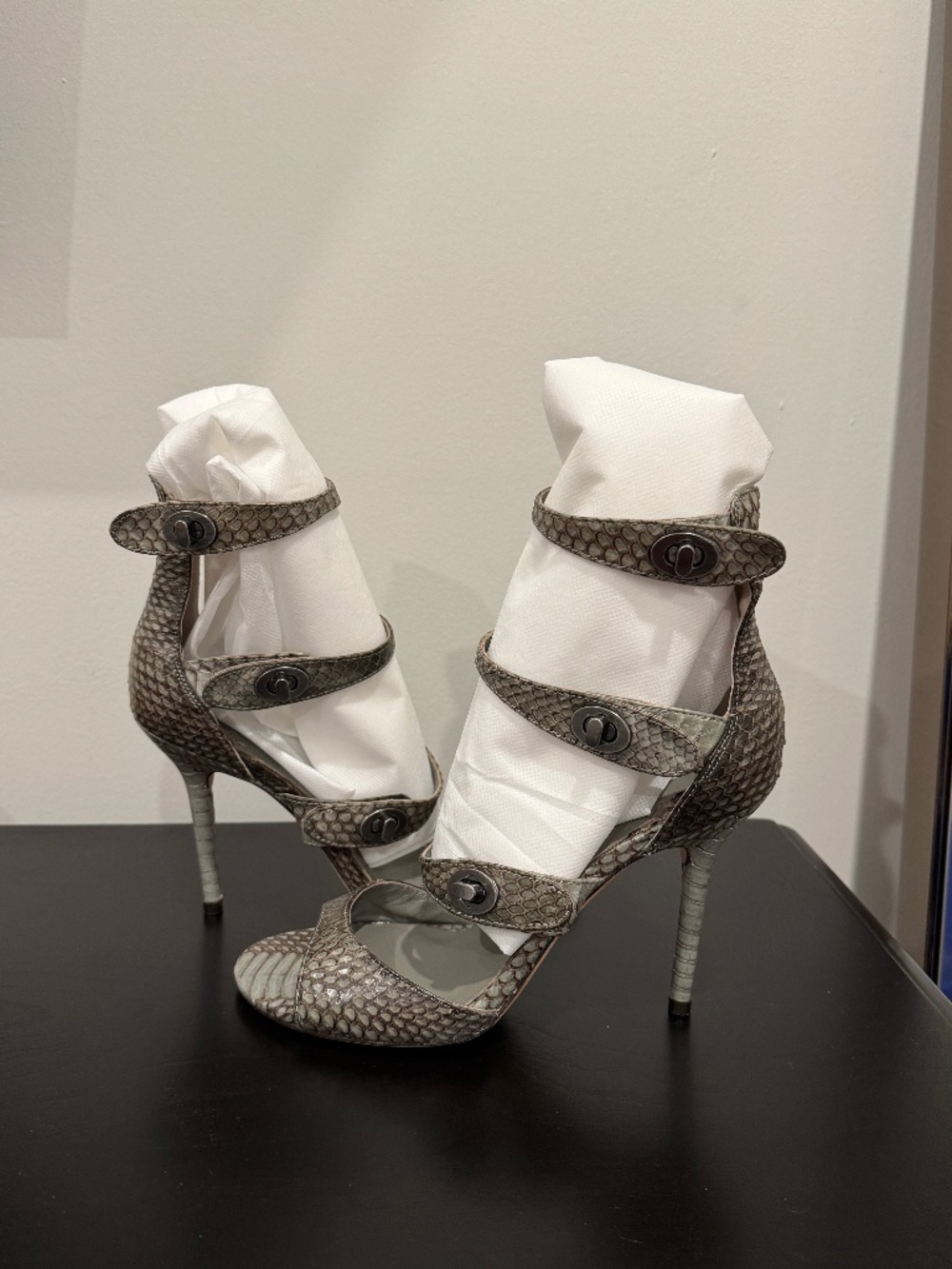 Leon Max Genuine Snakeskin Heels